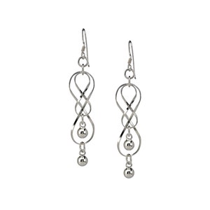 Sterling Silver Double Infinity Dangle Earrings - Long Drop 925 Jewelry for Women EA11736