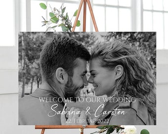 Manschin Laserdesign welcome sign aluminum composite personalized - Made in Germany - Welcome Welcome sign for wedding