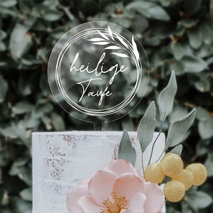 Cake Topper Acrilico Santo Battesimo Topper Caketoppers, Inserti, Inserti, Cake Toppers (Trasparente Lucido - Stampa Bianca)