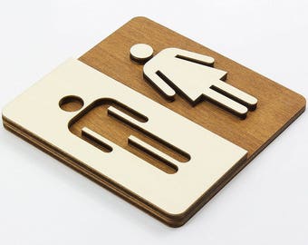 Holz-Türschild Piktogramm (Farbwahl) “Mann und Frau” Wc Schild, Kloschild, Toilettenschild, Damenwc, Herrenwc, Holztoilettenschild, Toilette