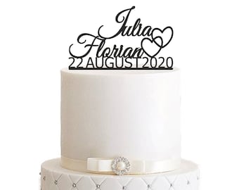 Cake Topper, Cake Plug, Cake Figure Acrylic, Cake Stand - Color Choice - Desired Name - Heart