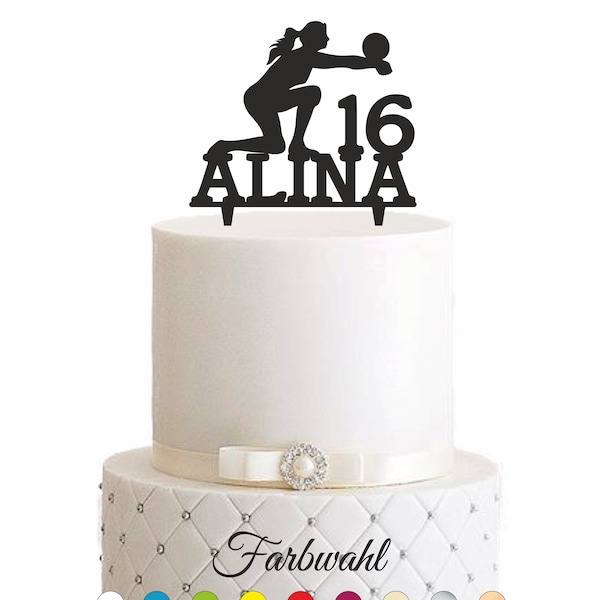 Cake Topper, Tortenstecker, Aufsetzer, Topper, Mädchen, Volleyball, Handball, Geburtstag, Geschenk, Mädchengeburtstag, Sport