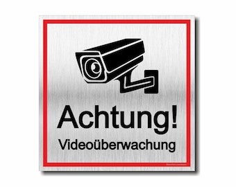 Alu Schild Achtung Videoüberwachung DSGVO Wetterfest 12x12cm