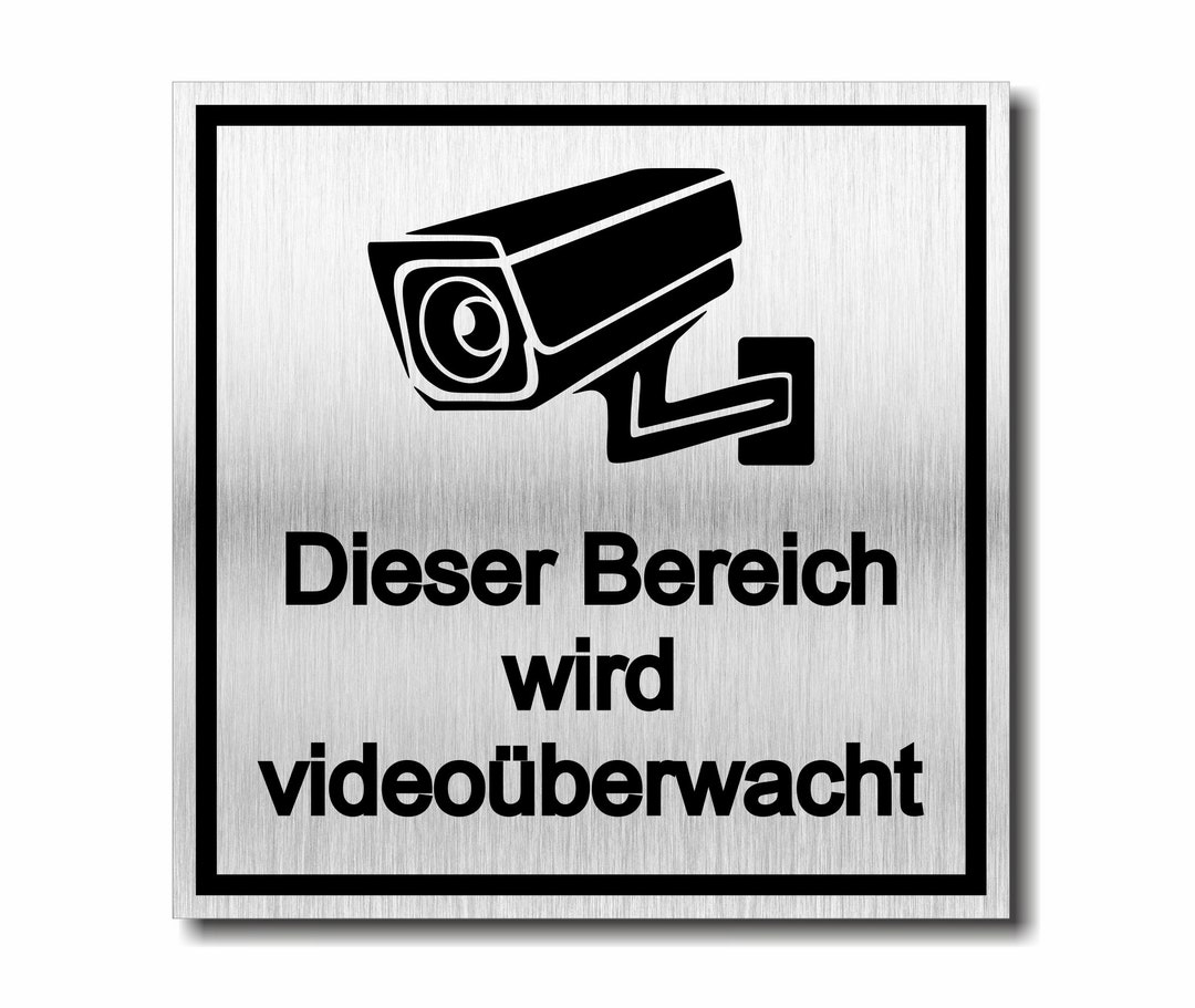 Achtung Bereich Videoüberwachung Schild UV Druck 12 x 12cm 3mm Aluverbund  Made in Germany Art.Nr. 2111 - .de