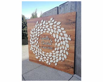 Libro de firmas 3D personalizado | 40-180 páginas | varios tamaños | hecho completamente de madera auténtica para todo tipo de ocasiones (bodas, cumpleaños, etc.)