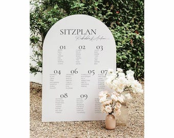 Personalized seating chart made of matte white acrylic glass - Made in Germany - sign for weddings