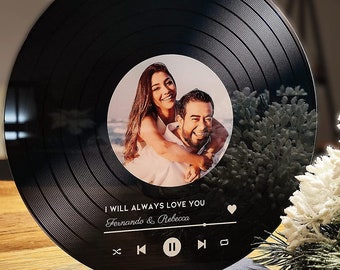 Song Cover Glass Picture with Photo Made of Acrylic Glass - Ø 20 cm Spotify Picture Music Gift Record Look - Personalized