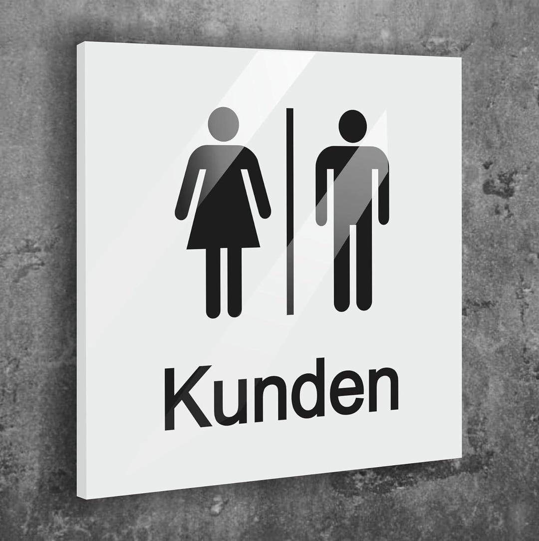 Customer Door Sign, White Matte, Self-adhesive, UV Printed, 12 X 12 Cm ...