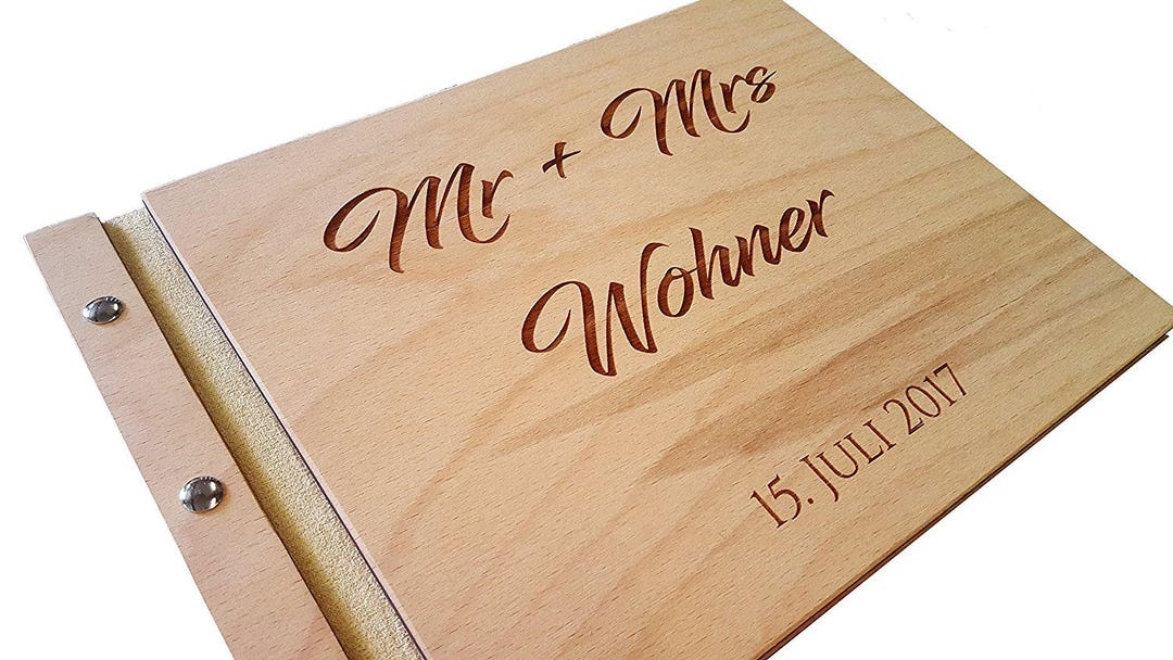 Gästebuch aus Holz zur Hochzeit, Geburstag, Jubiläum personalisiert
