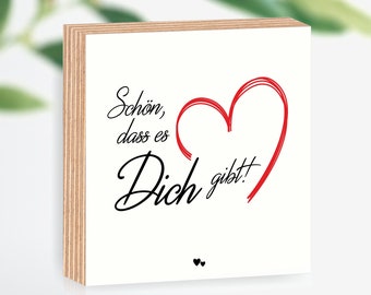 Wooden picture Nice that there are you 15x15x2cm to put / hang, photo direct print with saying on birch wood decoration cube