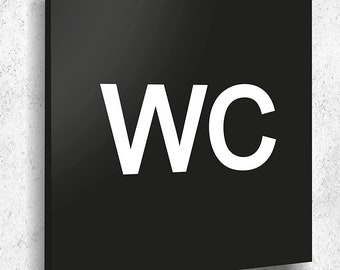 Türschild WC Schild Schwarz Matt – 12 X 12 Cm Aluverbund-Schild Mit UV-Druck, Made In Germany