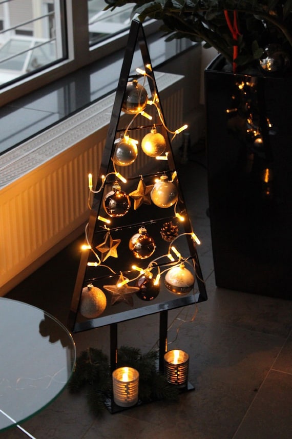 Edler Tannenbaum Metall Weihnachtsbaum Edel Schwarzbraun Hochglanz 1m