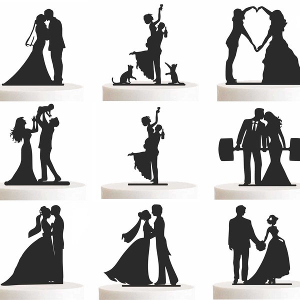 Cake Topper, Tortenstecker, Tortenfigur Acryl, Tortenständer, Etagere, Hochzeit, Hochzeitstorte, Holztopper, Brautpaar, Hobby, Standesamt