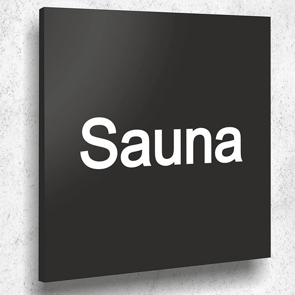 Türschild Sauna Schild Schwarz Matt UV Druck 12 x 12cm - 3mm Aluverbund- Made in Germany Art.Nr. A 2018