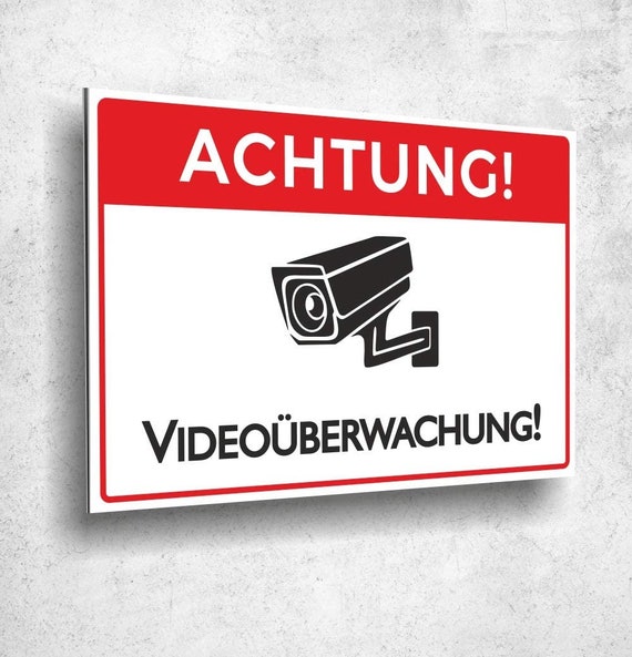 Schild Achtung Videoüberwachung UV Druck 20 x 30cm 3mm Aluverbund Made in  Germany Art.Nr. 1023 - .de