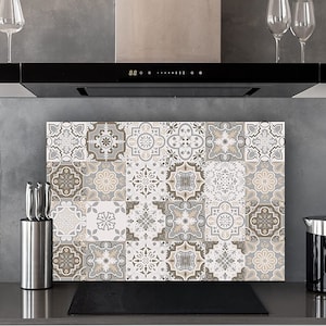 Kitchen splash guard tile patterns in various sizes (aluminum composite 60 x 40 cm, tile pattern #1)