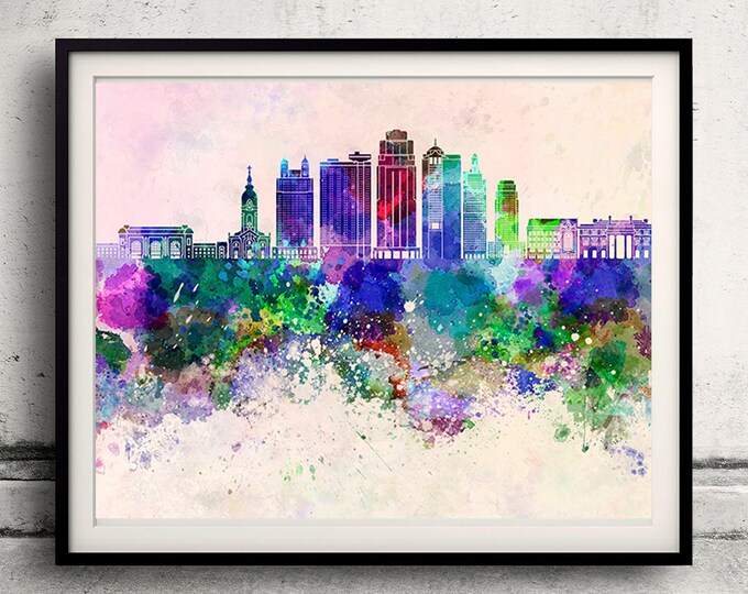 Kasnsas City Skyline Watercolor Art XXL Tote Grocery (Copy) main image 0