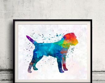 Border Terrier in watercolor 01 - Fine Art Print Glicee Poster Decor Home Watercolor Gift Illustration Dog  - SKU 2493