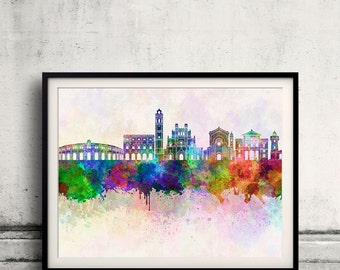 Castellon skyline in watercolor background - Fine Art Print Glicee Poster Gift Illustration Colorful - SKU 2104