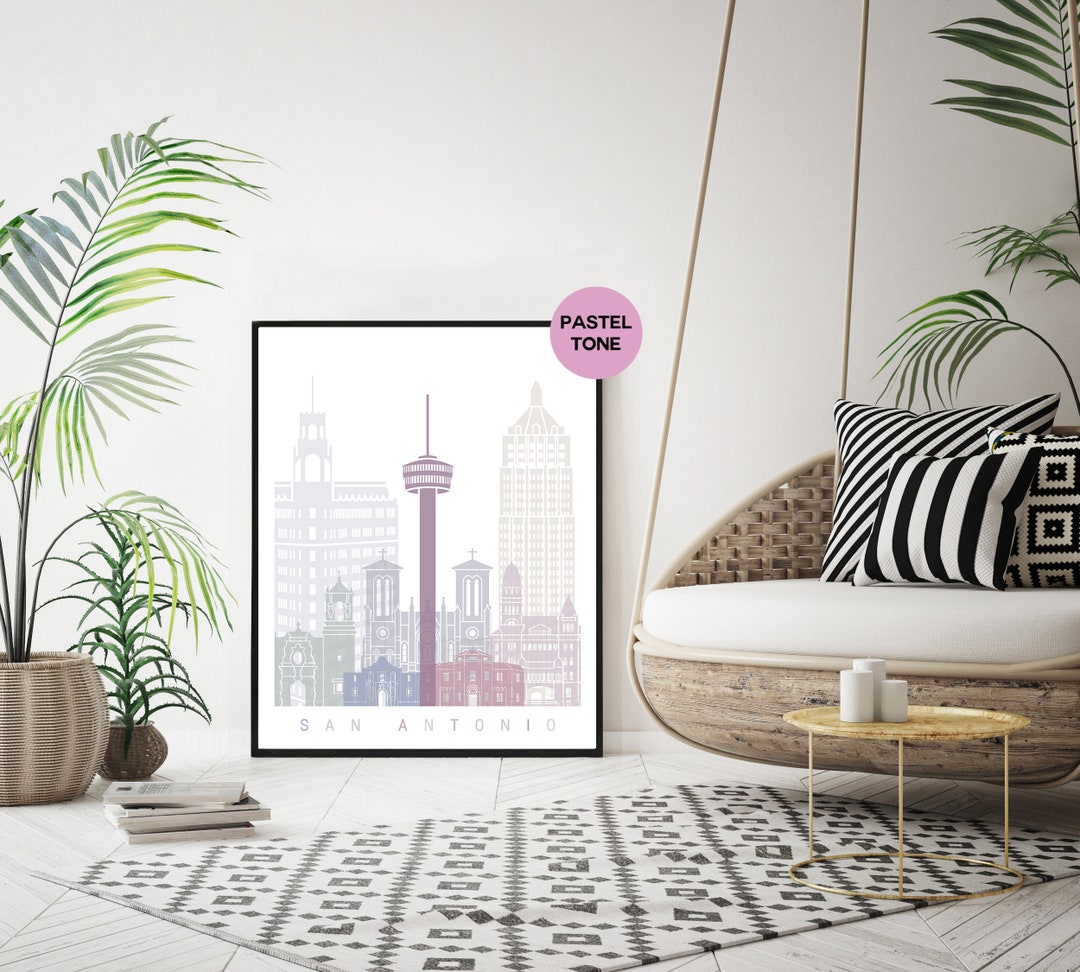 San Antonio Skyline Poster - Fine Art Print Glicee Poster Decor Home ...