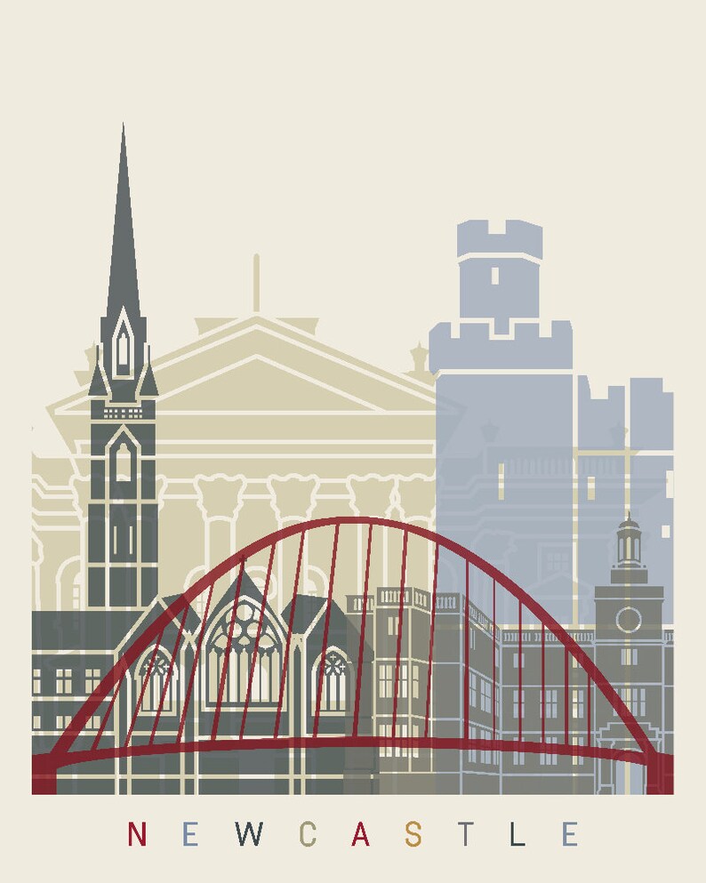 Newcastle Skyline Poster Fine Art Print Glicee Poster Decor Etsy