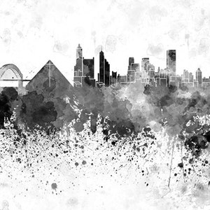 Memphis skyline in watercolor on white, 8 monochrome colors, and full color SKU 0437 image 5