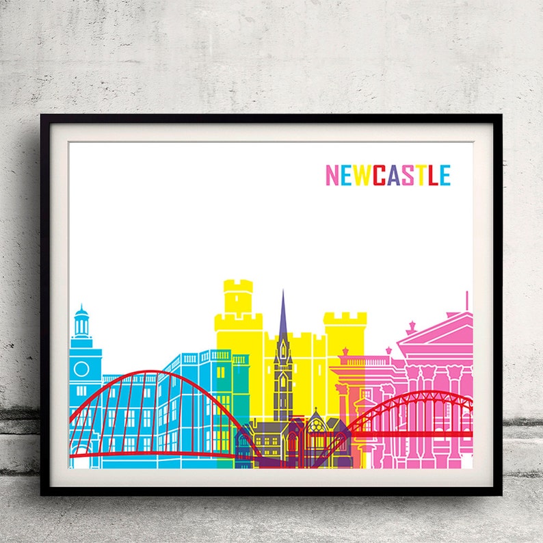 Newcastle Pop Art Skyline Fine Art Print Glicee Poster Decor Etsy