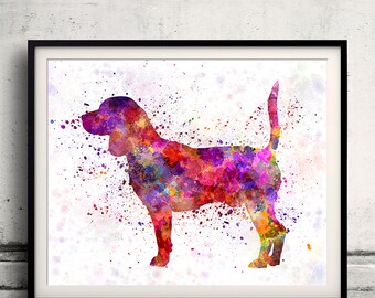 Beagle 01 in watercolor - Fine Art Print Glicee Poster Decor Home Watercolor Gift Illustration Dog English Beagle - SKU 1261