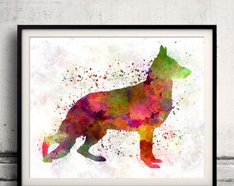 Tedesco Sherpherd cane 01 acquerello - Fine Art Print Glicee Poster Decor Home Watercolor Gift Illustration Dog Alsatian - SKU 1265