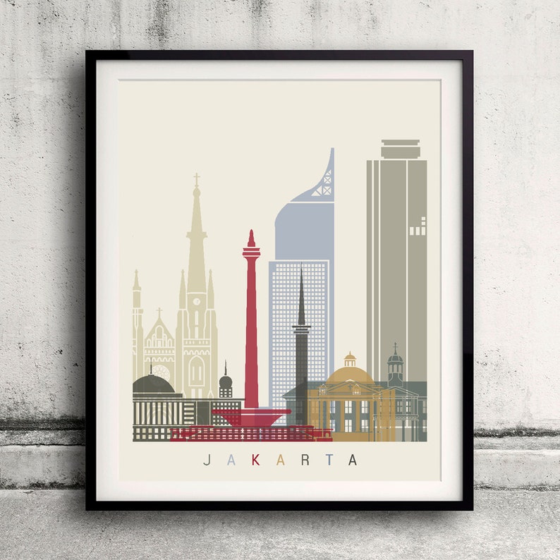 Jakarta Skyline Poster Fine Art Print Glicee Poster Decor Etsy