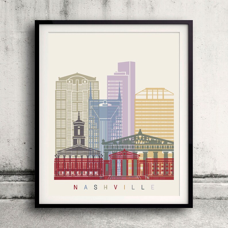Nashville Skyline Poster Fine Art Print Glicee Poster Decor Etsy