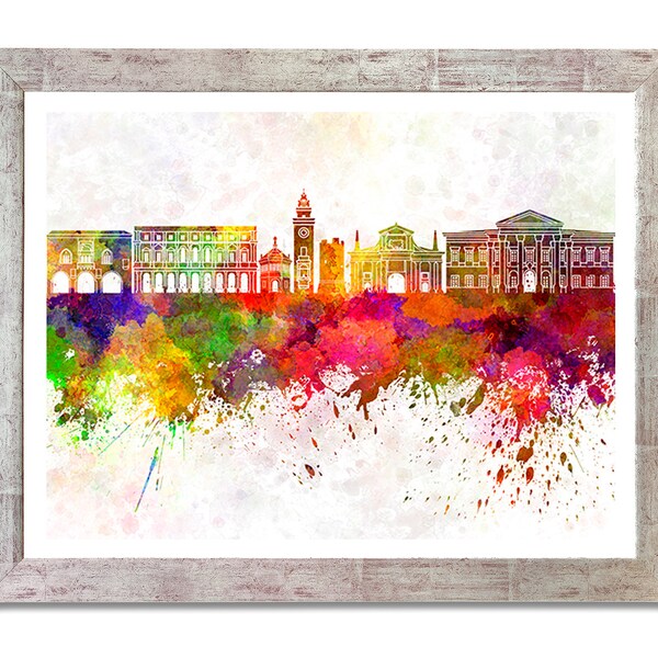 Bergamo skyline in watercolor background - SKU 0684