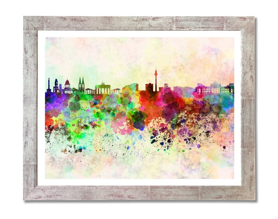 Berlin skyline sobre fondo de acuarela- SKU 0110