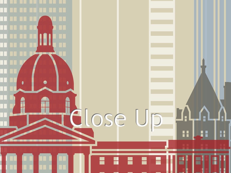 Edmonton skyline poster Fine Art Print Glicee Poster Decor Etsy