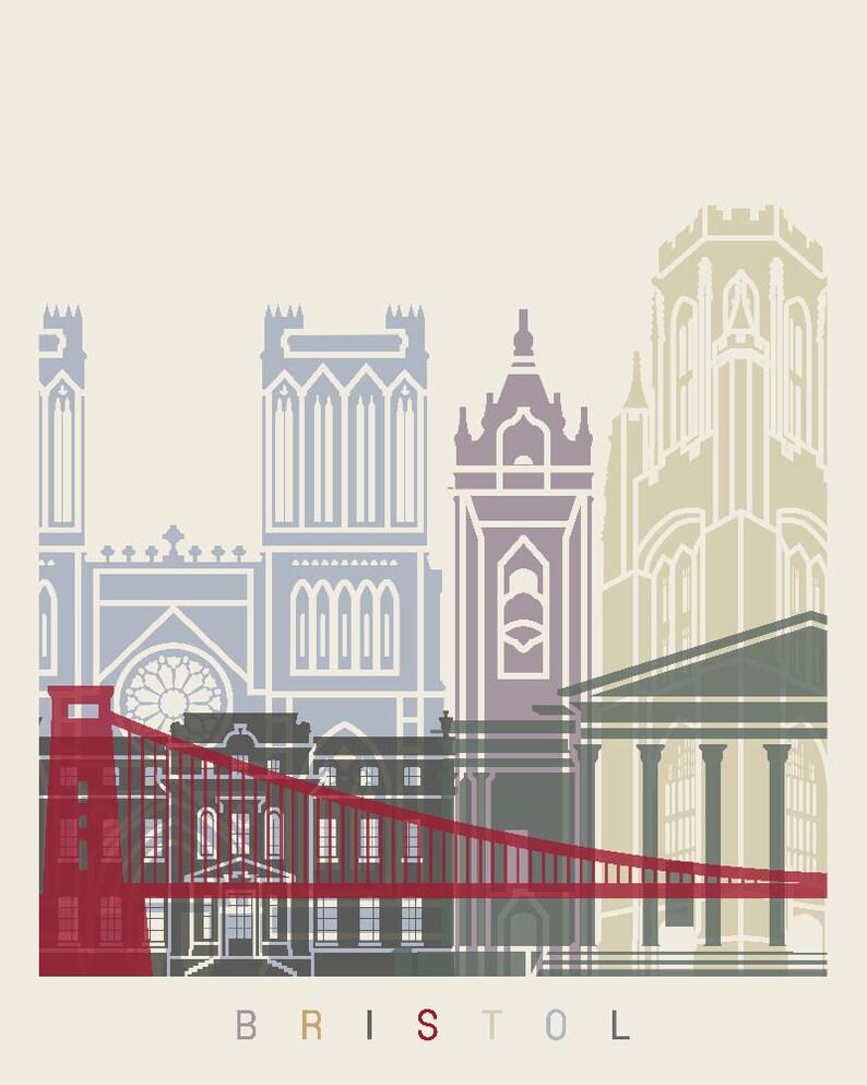 Bristol Skyline Poster Fine Art Print Glicee Poster Decor Etsy