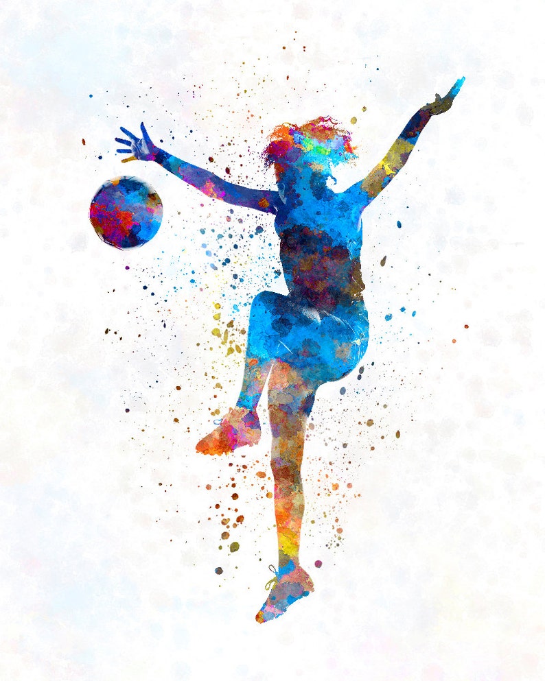 Woman Soccer Player 12 in Watercolor Fine Art Print Glicee - Etsy