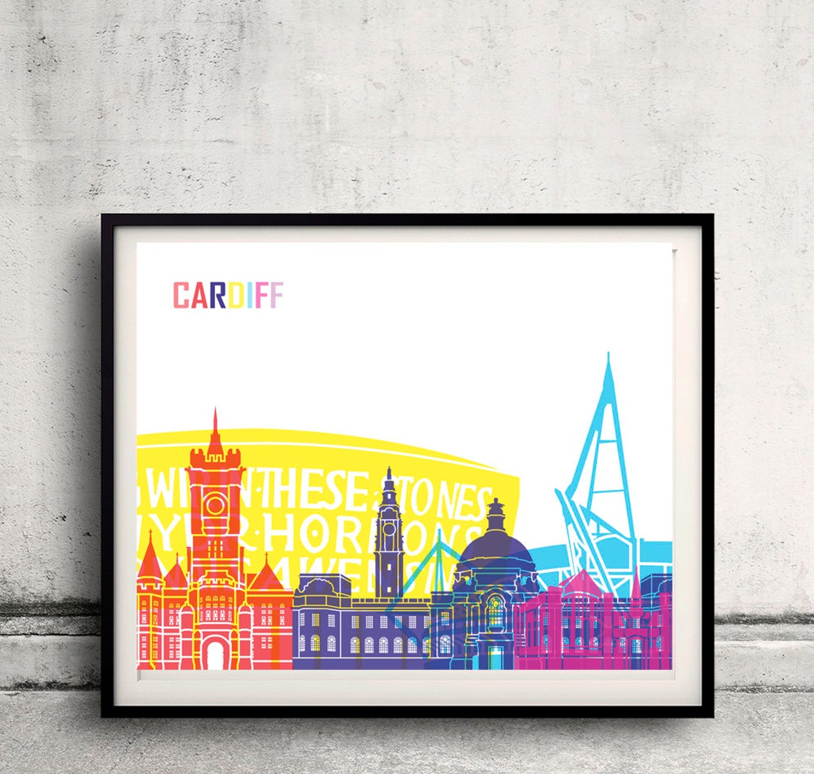 Cardiff Pop Art Skyline Fine Art Print Glicee Poster Decor - Etsy