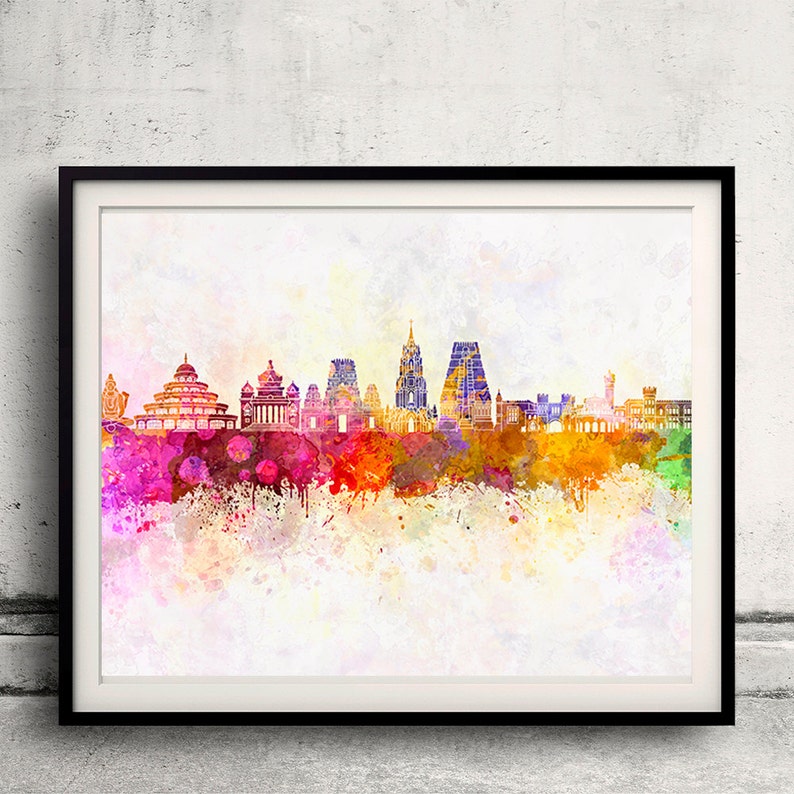 Bangalore Skyline in Watercolor Background Fine Art Print Etsy