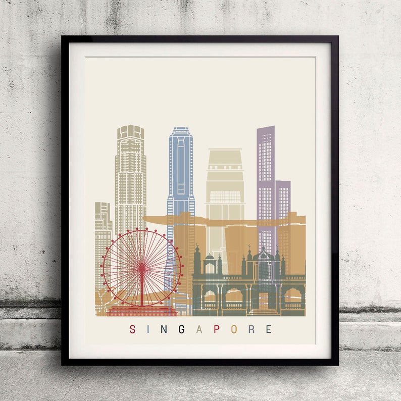 Singapore Skyline Poster Fine Art Print Glicee Poster Decor Etsy UK