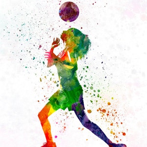 Woman Soccer Player 06 Fine Art Print Glicee Poster Home Watercolor ...