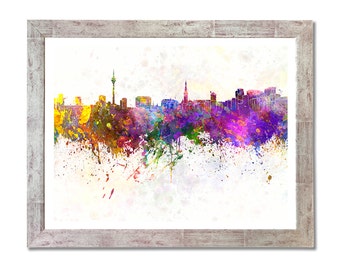 Düsseldorf skyline in watercolor background - SKU 0340