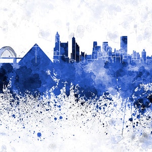 Memphis skyline in watercolor on white, 8 monochrome colors, and full color SKU 0437 image 1