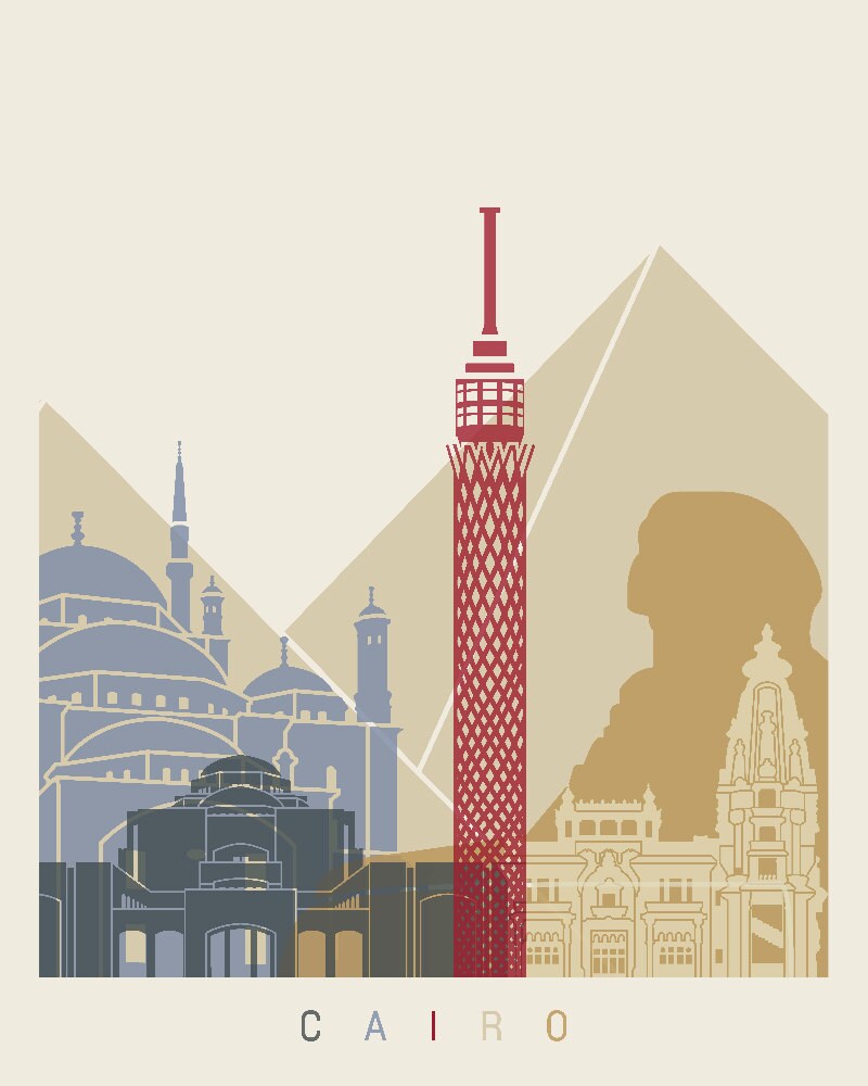 Cairo Skyline Poster - Fine Art Print Glicee Poster Decor Home Gift ...