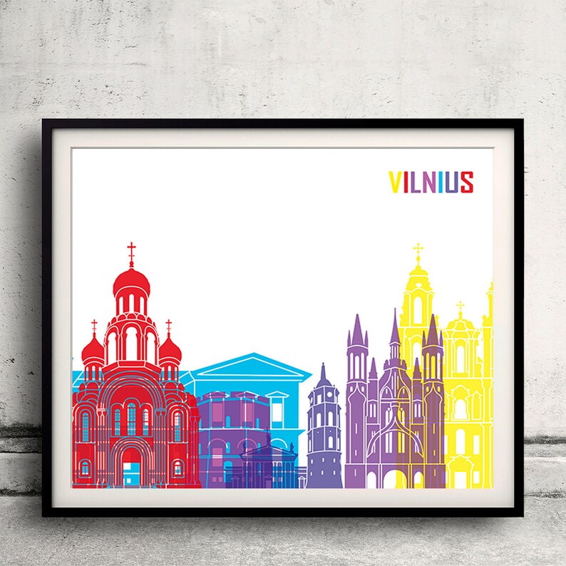 Vilnius Pop Art Skyline Fine Art Print Glicee Poster Decor Etsy