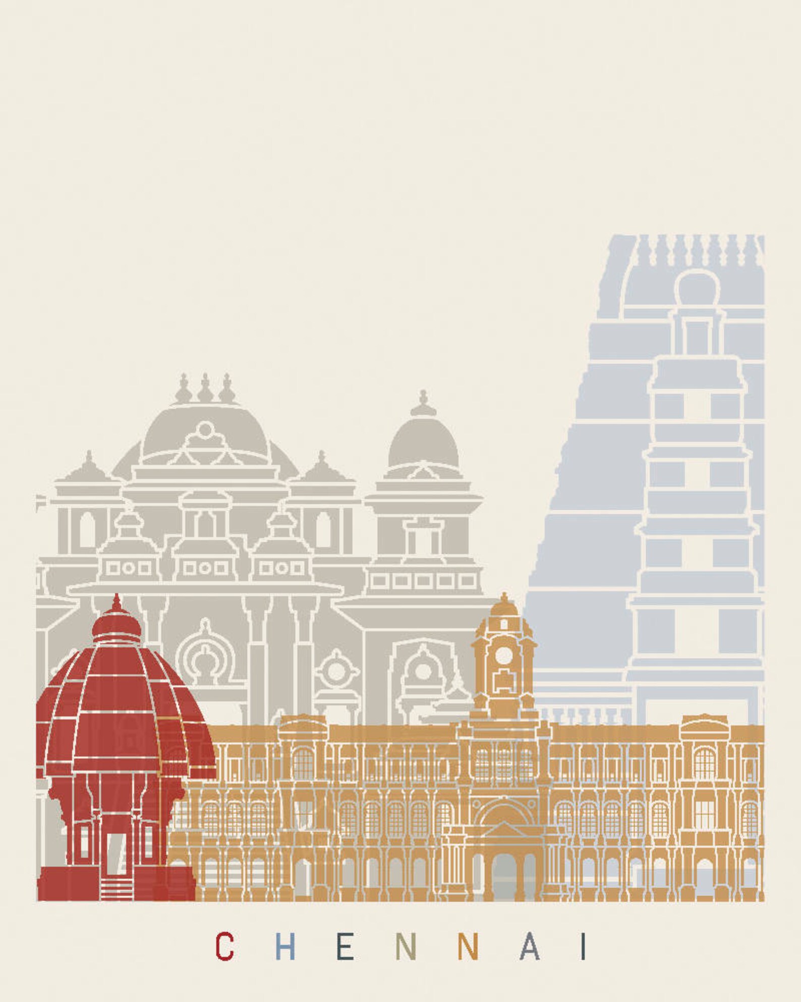 Chennai Skyline Poster Fine Art Print Glicee Poster Decor Etsy