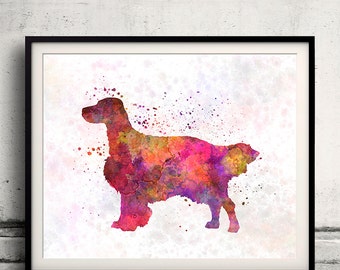 English Setter 01 in watercolor - Fine Art Print Glicee Poster Decor Home Watercolor Gift Illustration dog - SKU 1691