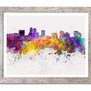 Newark skyline in watercolor background - SKU 0993