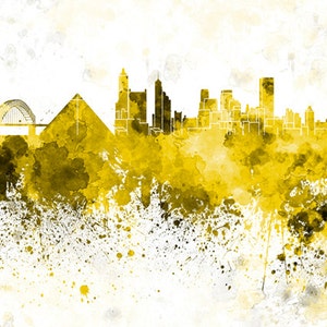 Memphis skyline in watercolor on white, 8 monochrome colors, and full color SKU 0437 image 4