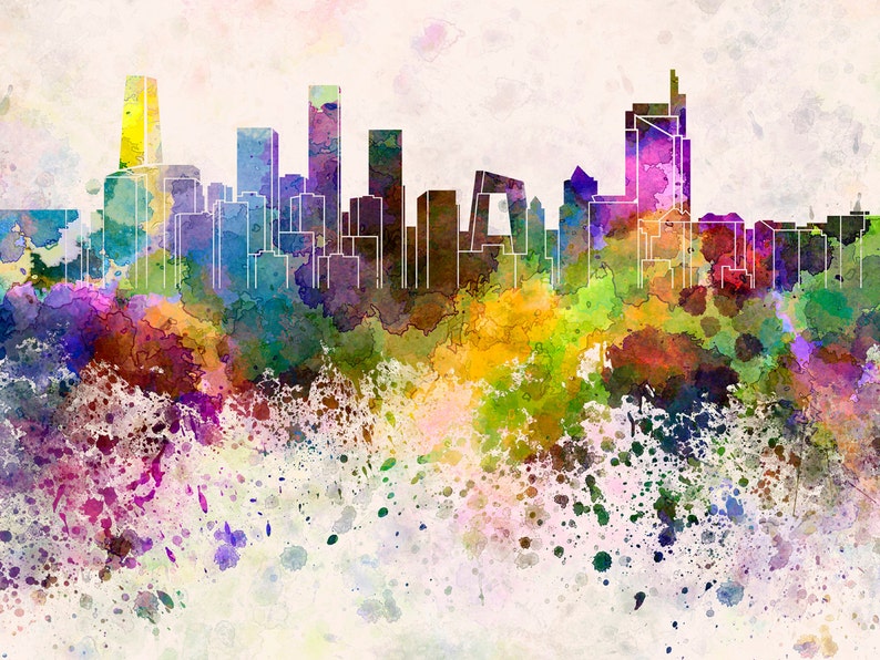 Beijing skyline in watercolor background SKU 0036 image 3