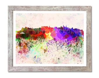 Edinburgh skyline in watercolor background - SKU 0057